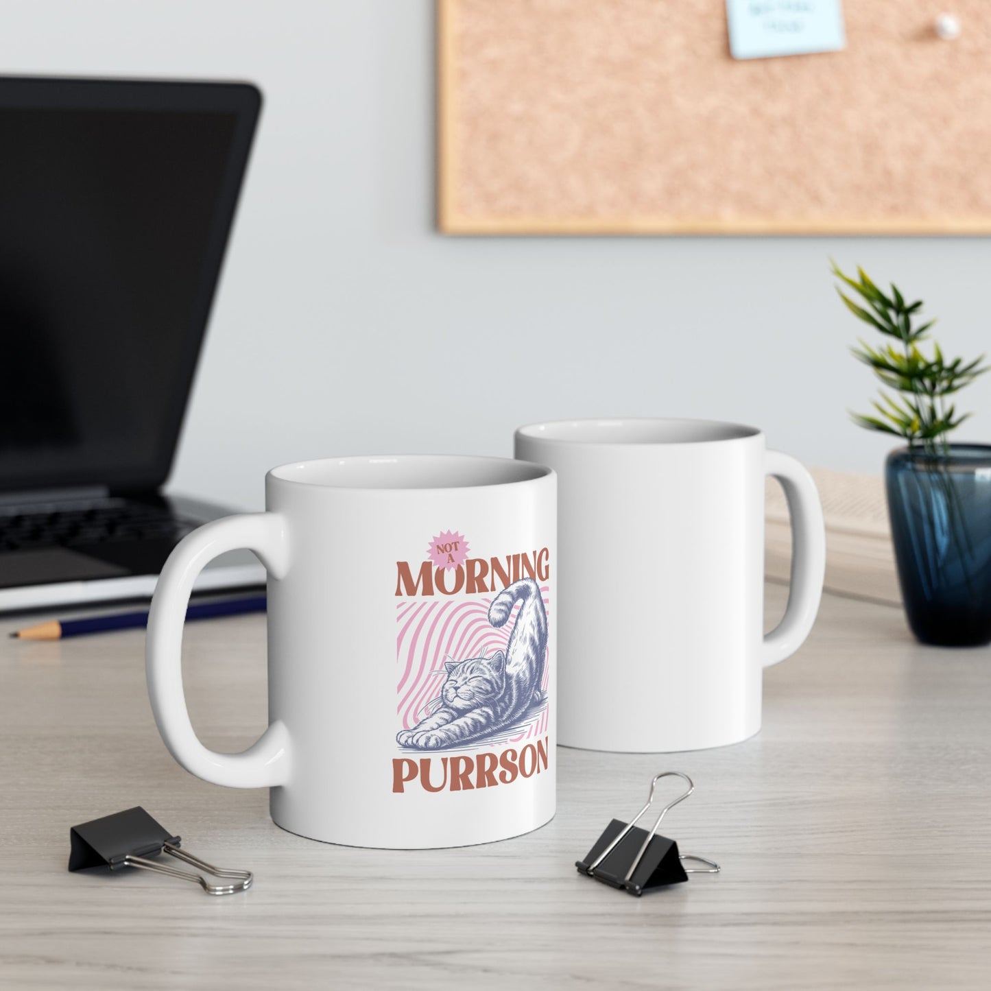 Morning Hater’s Coffee Mug – Not a Morning Purrson Cat Design