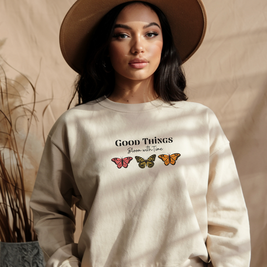 Good Things Bloom Hoodie – Healing, Growth & Patience Sweatshirt